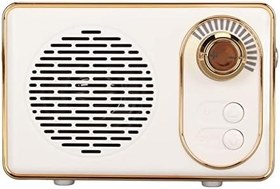 Resim Retro 5.0, hoparlör, hafıza kartı, AUX, USB, şarj edilebilir MP3 çalar, kamp, parti, vintage (beyaz) 