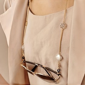 Resim Kadınlar İçin Elegant Camellia Gözlük Zinciri, Çinko Alaşım Anti-Slip Moda Gözlük Tutucu, Okuma Gözlüğü ve Parti Giysisi için Profesyonel Tema Aksesuarı 