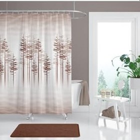 Resim Banyo Duş Perdesi 3390 120x200 Perde Borusu Askı Aparatı 90x130 Hediyeli 