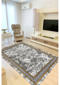 Resim Rovigo Home Dijital Baskı Yıkanabilir Kaymaz Taban Salon Halısı Ve Yolluk Rv158-fnl464 Gri 