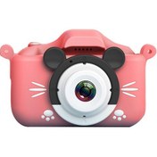 Resim Yifomall Mickey Mouse Desenli Çocuklar İçin Dijital Fotoğraf Makinesi - Ön/arka Çift Kameralı Hd Kaliteli Oyuncağı + Pembe Silikon Kılıf 