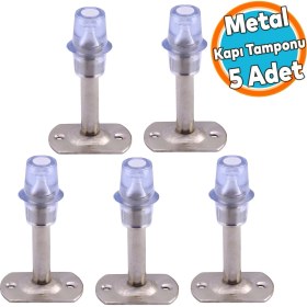 Resim Kapı Stoperi Tamponu Metal Kapı Durdurucu Tutucu Kapı Altı Üstü Stopu Silikonlu Krom 8 cm (5 Adet) 