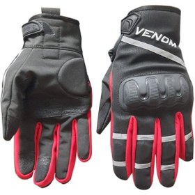 Resim Venom 9010 Siyah Kırmızı Softshell Kışlık Motosiklet Eldiveni 