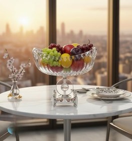 Resim Genel Premium Kristal Gümüş Gondol Kase, Dekoratif Masa Salon Aksesuarı, Cam Malzeme, 