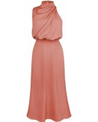 Resim Novahub Kadın Yaz Gece Elbisesi Kolsuz Zarif Halter A-line Yüksek Bel Uzun Elbiseler Düz Renk Pembe Pembe 