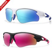 Resim 2-Adet Yeni Moda Gözlük Erkek ve Kadınlar İçin Spor Yarım Çerçeveli Rüzgar Korumalı UV400 Gözlük Koşu Balık Tutma Sürüş İçin 