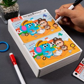 Resim Find the Difference Oyunu Konsantrasyon Eğitim Seti 10 Sayfa/Takım, Arka Tarafında Cevaplarla Silinebilir ve Yeniden Kullanılabilir, Etkileşimli Gözlem Becerileri Geliştirme Eğlenceli Bulmaca Oyuncak 