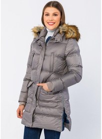 Resim Cekmon Kadın Regular Fit Astarlı Çok Cepli Kapuşonu Çıkan Rahat Mont 001 