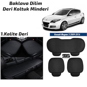 Resim Renault Megane 2009-2016 Siyah Deri Oto Koltuk Minderi 