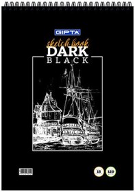 Resim Gıpta Dark Spiralli Siyah Resim Defteri A4 15 Yaprak 40 