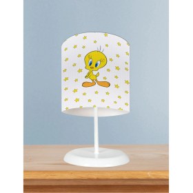Resim Bebek ve Çocuk Odası Seksekli Sarı Yıldız Desenli Abajur 