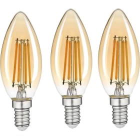 Resim Rustik LED Ampül C35 2700K Amber Işık 220V 4W E14 3 Adet 