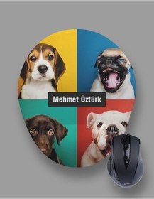 Resim Kişiye Özel Sevimli Köpekler 3 Bilek Destekli Mouse Pad 