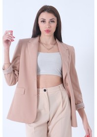 Resim Feminist Bej Vatkalı Astarlı Blazer Ceket 0105110.55 Bej 