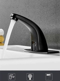 Resim Fleko Çift Çıkışlı Siyah Fotoselli Sensörlü Lavabo Bataryası 