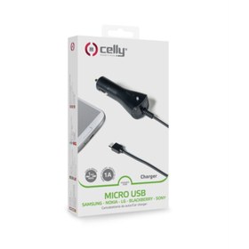 Resim Celly Micro Usb Sabit Kablolu Araç Içi Şarj Aleti 2.1a Siyah 