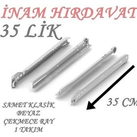 Resim Samet Beyaz Klasik Çekmece Ray - 35 Lik - 1 Takım 