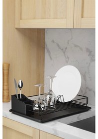 Resim Tek Katlı Tabaklık Bulaşıklık Komple Siyah 