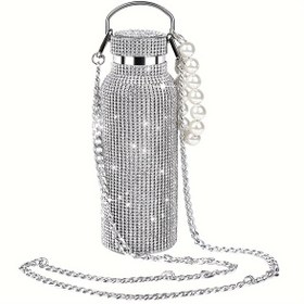 Resim 1 adet Parlak Elmas Çelik İzole Su Şişesi, 12oz/17oz/25oz, Sızdırmaz, Çift Duvar Vakum Termos, Kahve, Çay, Meyve Suyu, Su için, Ofis, Okuma, Kamp için İdeal, Noel, Cadılar Bayramı, Paskalya, Şükran Günü, Mezuniyet için Mükemmel Tatil Hediyesi 