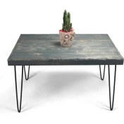 Resim Entema Doğal Ağaç Lata Masif Kütük Orta Sehpa (60CM x 120CM) Metal Ayak 
