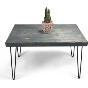 Resim Entema Doğal Ağaç Lata Masif Kütük Orta Sehpa (60CM x 120CM) Metal Ayak 