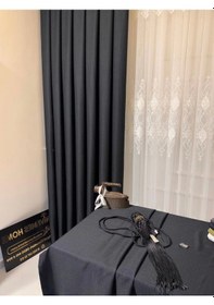 Resim Nivemeshome Roma Keten 1/3 Sık Pileli Antrasit Fon Perde Apm Antrasit 