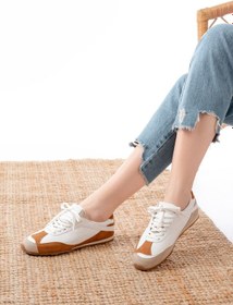 Resim Rs-02 Taba Garni İnce Taban Günlük Spor Ayakkabı Beyaz 