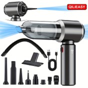 Resim QILIEASY: 18000Pa Güçlü Araba Elektrikli Süpürge, Çatlak Aleti ve Yumuşak Hortumlu 100W Yüksek Güçlü El Tipi Vakumlu, Koltuklar, Arabalar, Halılar, Dış Mekanlar için Islak/Kuru Vakumlu 