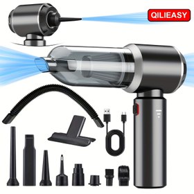 Resim QILIEASY: 18000Pa Güçlü Araba Elektrikli Süpürge, Çatlak Aleti ve Yumuşak Hortumlu 100W Yüksek Güçlü El Tipi Vakumlu, Koltuklar, Arabalar, Halılar, Dış Mekanlar için Islak/Kuru Vakumlu 