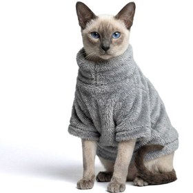 Resim Kışlık Polar Kedi Kazağı Sıcak Tutan Yumuşak Kedi Kıyafeti 17469 - Gri / XS 