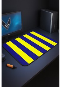 Resim Sarı Lacivert Mouse Pad Kaydırmaz Dikişli Mousepad 