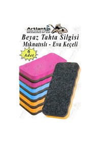 Resim Mıknatıslı Yazı Tahta Silgisi Eva 6 Adet Beyaz Yazı Tahtası Silgisi Manyetik Kaliteli Keçe Uçlu Eva Okul Sınıf Ofis Kuru Çok Renkli 