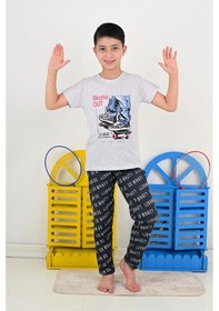 Resim Vitmo erkek çocuk kısa kollu pijama takımı so what skate model gri 