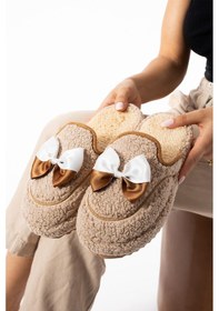 Resim Bej Papyon Kışlık Kadın Terlik Bej 