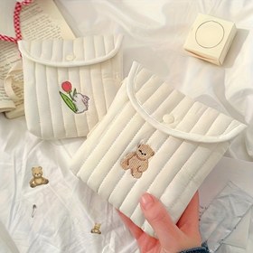 Resim Mini şirin kare ped çantası, hafif ve taşınabilir yastıklı saklama çantası - seyahat veya küçük alanlar için 