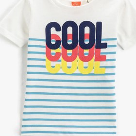 Resim Koton Ekru Erkek Bebek Bisiklet Yaka Kısa Kollu Baskılı T-Shirt 3SMB10025TK 