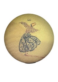 Resim Erbane Bendir - İran Arbani Üst Kalite Sarı Mevlana Desenli 55cm 