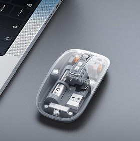 Resim Coverzone Şeffaf Kablosuz Mouse USB Reciever ile Bağlan Modern Transparan Tasarım ile Tarzını Yansıt M233 (Gri) 