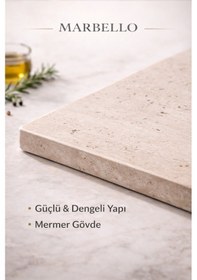 Resim 20x30 Cm Mermer Kesme Ve Sunum Tahtası Dekoratif Mutfak Servis Tabağı Bej 