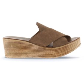 Resim Bueno Shoes Taba Alf Süet Kadın Dolgu Topuklu Terlik 01wa4703 