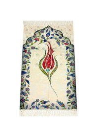 Resim Çocuk Seccadesi - Lale Desenli - Kırmızı Renk 