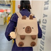 Resim Lichen Capybara Sırt Çantası Karikatür Capybara Okul Çantası Kız Gri 