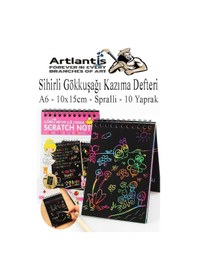 Resim Sihirli Gökkuşağı Kazıma Defteri A6 10x15 Cm 1 Paket 10 Sayfa Scratch Note Spralli Siyah Sihirli Resim Defteri Siyah 