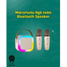 Resim Denisam Iki Mikrofonlu Renkli LED Işıklı Karaoke Cihazı 