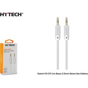 Resim Hytech HY-X70 1m Beyaz 3.5mm Stereo Ses Kablosu 
