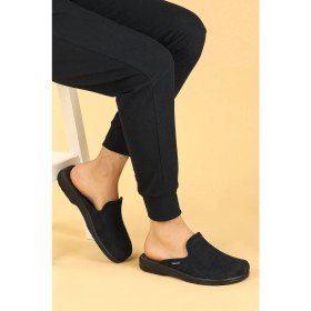 Resim Ceyo 9955-1 Jelli Anatomik Kışlık Ev İçi Erkek Terlik Siyah 