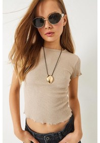 Resim Shade Kadın Fitilli Kaşkorse Basic T-shirt 60261476 - Bej 