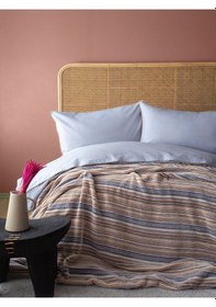 Resim Bedline Şönil Triko Battaniyeli Nevresim Seti Tek Kişilik Mona Lila 