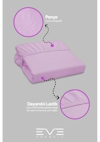 Resim Eve Tekstil Fitted Yüksek Kaliteli Penye Kumaş Tek Kişilik Lastikli Çarşaf Lila 