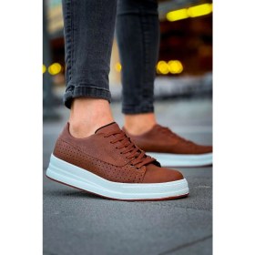 Resim Shoecide Sho043 Bağcıklı Delikli Desen Yüksek Taban Cbt Cowien Erkek Ayakkabi Taba 